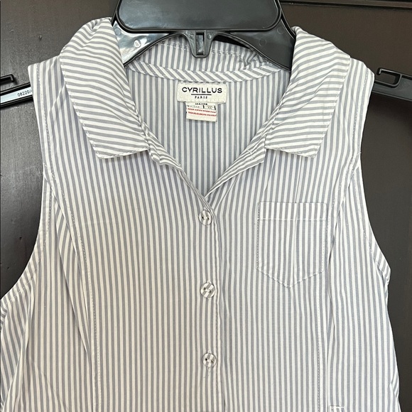 Cyrillus Kids Striped Sleeveless Dress - White and Gray - Picture 1 of 5